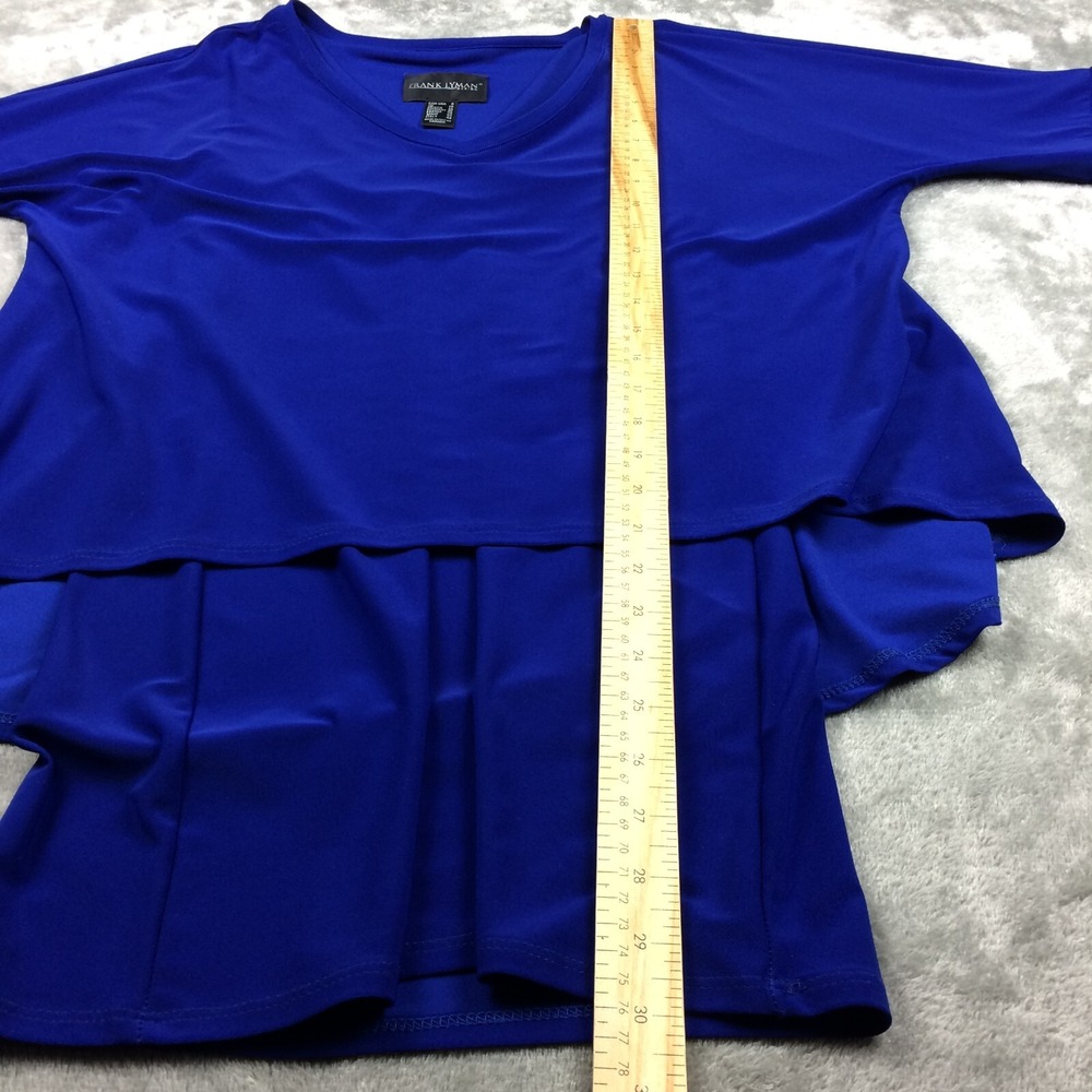 Frank Lyman Design Top Womens 8 Tunic Shirt Layered 3/4 Sleeve Blue Stretch - Picture 9 of 11